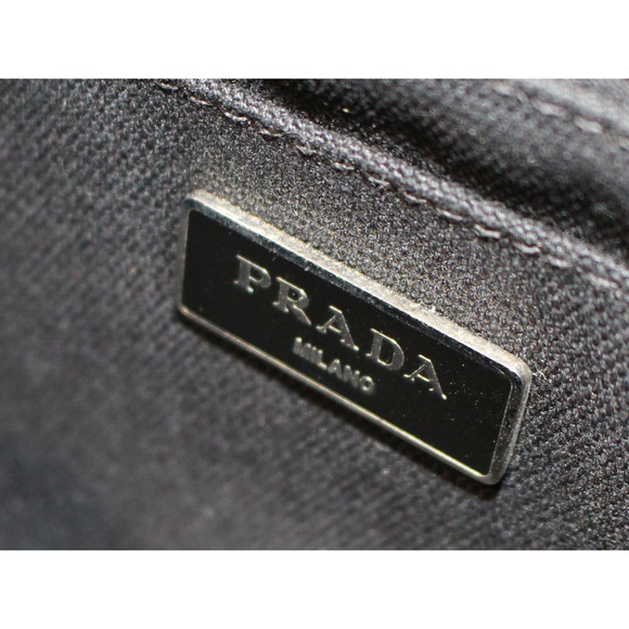 Prada Kanapa Handbag Canvas Cow Pattern Black Ivory - Picture 13 of 16